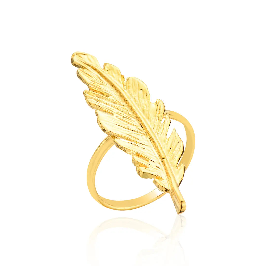 Gold-Plated Feather Design Ring