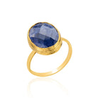 Gold-Plated Oval Shape Blue Star Jade Ring