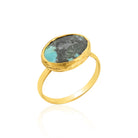 Gold-Plated Oval Shape Tibet Turquoise Stone Ring