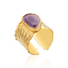 Hammered Purple Star Jade Wide Band Ring