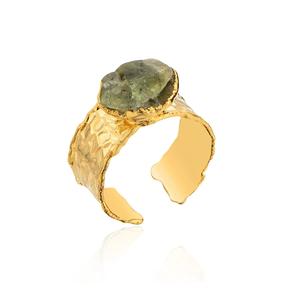 Ocean Whisper Raw Aquamarine Stone Ring