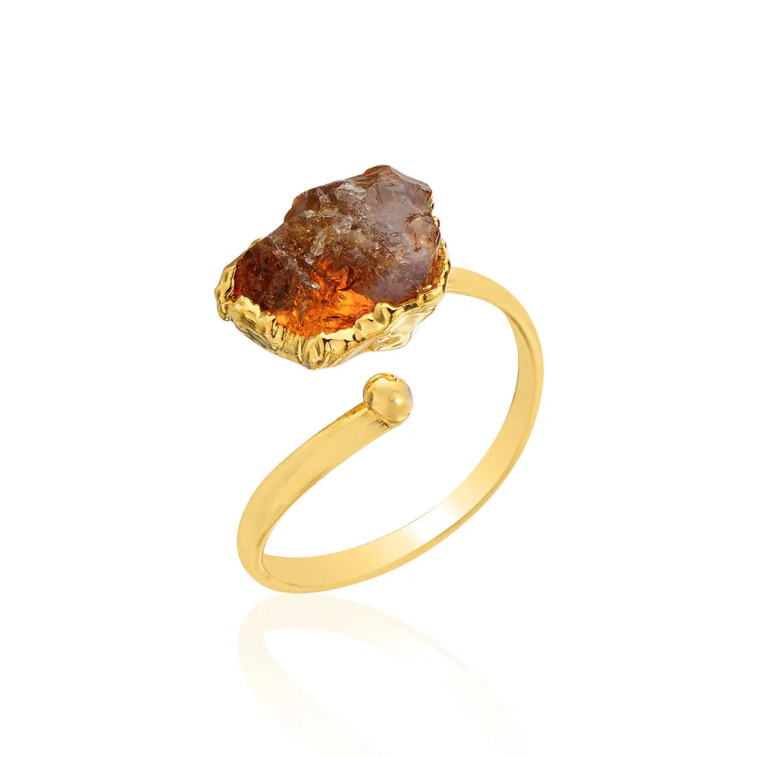 Sunfire Radiance Raw Citrine Stone Ring
