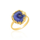 Gold-Plated Blue Solar Agate Statement Ring