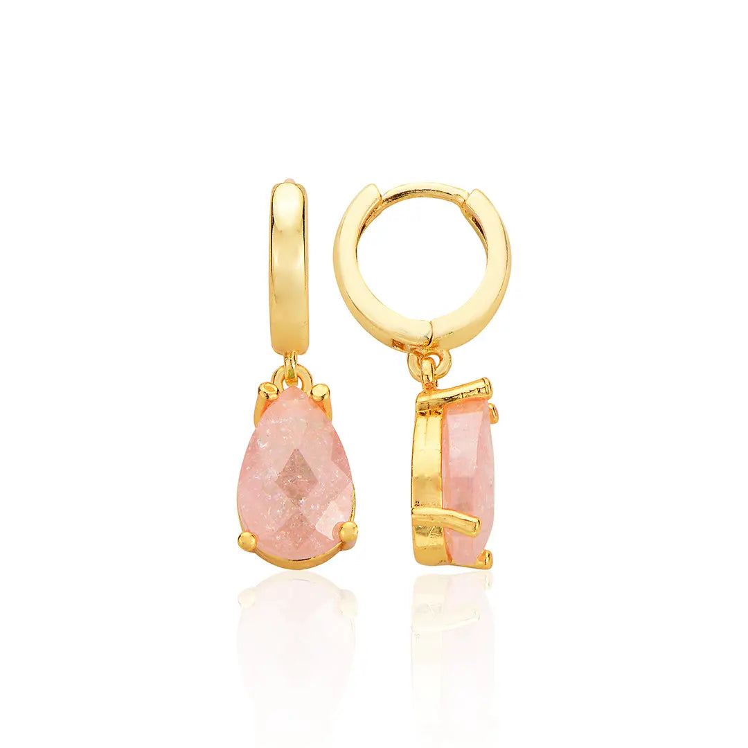 Blush Cascade Tear Drop Pink Star Jade Earrings