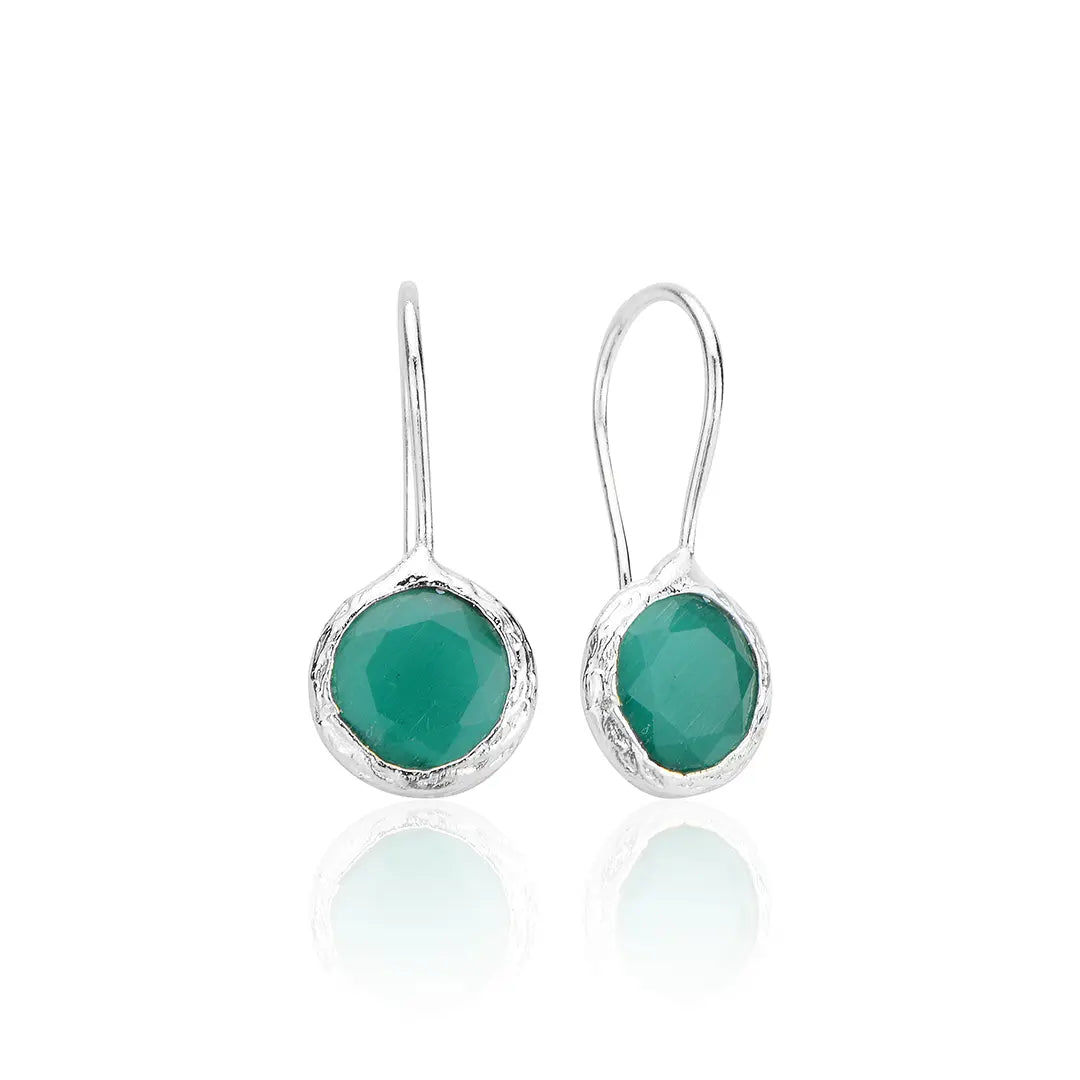 Circle Shape Green Cat's Eye Earrings