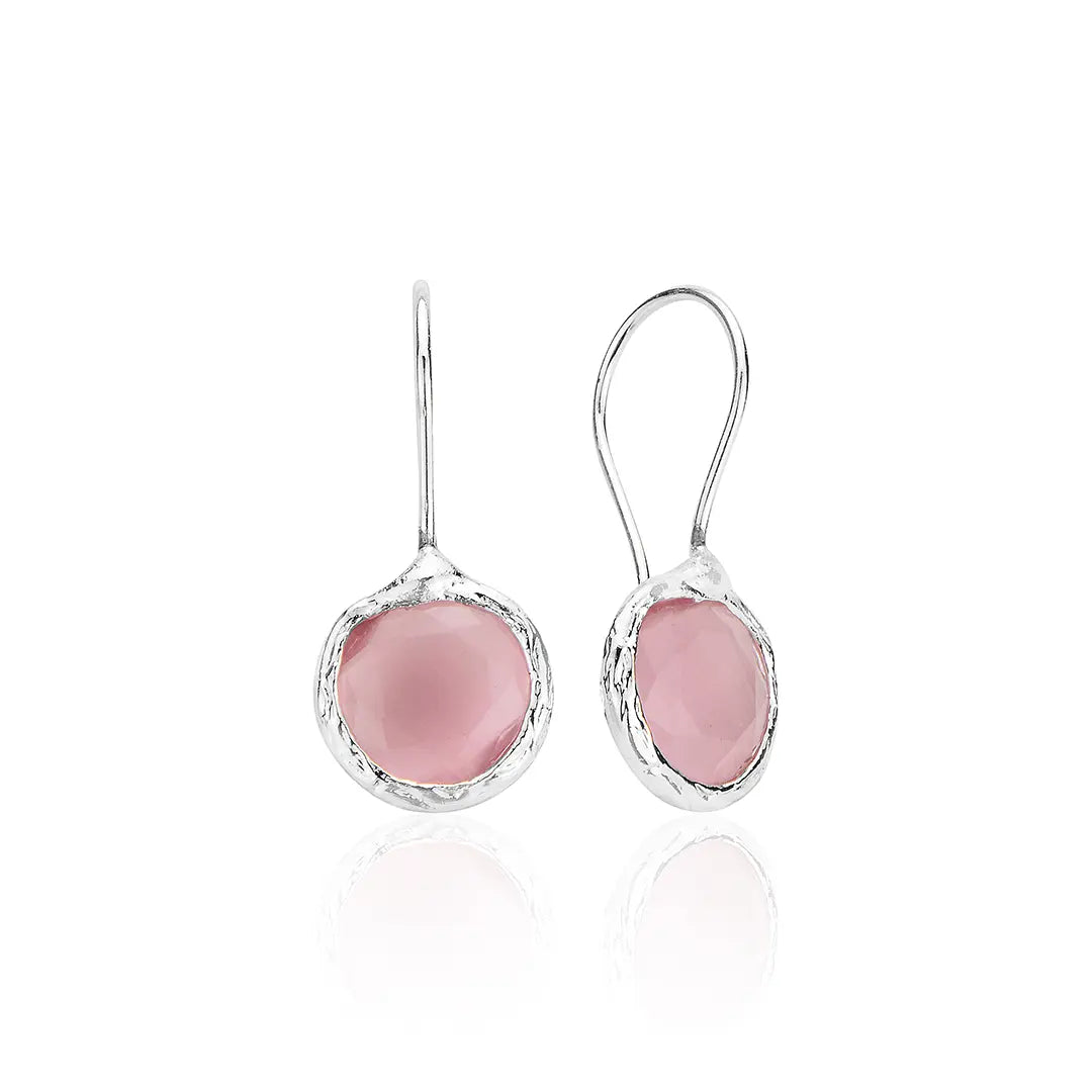 Circle Shape Pink Cat's Eye Earrings