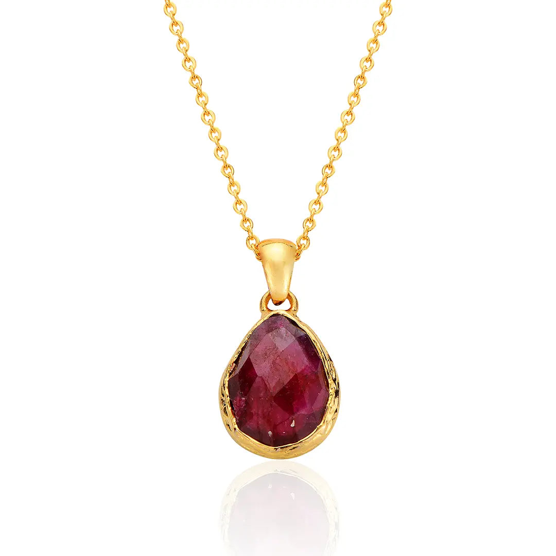 Crimson Elegance Tear Drop Ruby Necklace