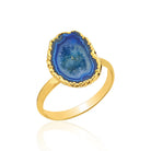 Gold-Plated Blue Druzy Agate Ring