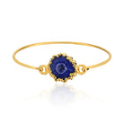 Gold-Plated Blue Solar Agate Statement Bracelet