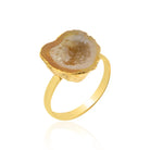 Gold-Plated Brown Druzy Agate Ring