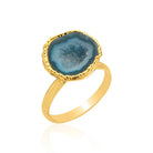 Gold-Plated Green Druzy Agate Ring