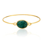 Gold-Plated Oval Shape Green Emerald Stone Bracelet