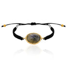 Gold-Plated Oval Shape Labradorite Stone Macrame Bracelet