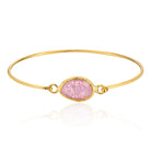 Gold-Plated Oval Shape Pink Star Jade Bracelet