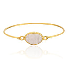 Gold-Plated Oval Shape Rose Quartz Stone Bracelet