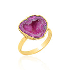 Gold-Plated Pink Druzy Agate Ring