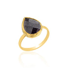 Midnight Cascade Tear Drop Black Star Jade Ring