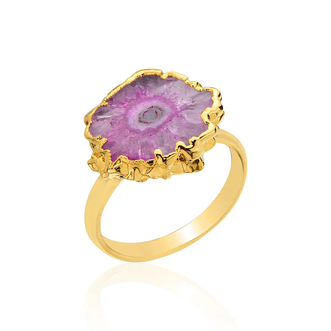 Rose Radiance Solar Agate Pink Ring