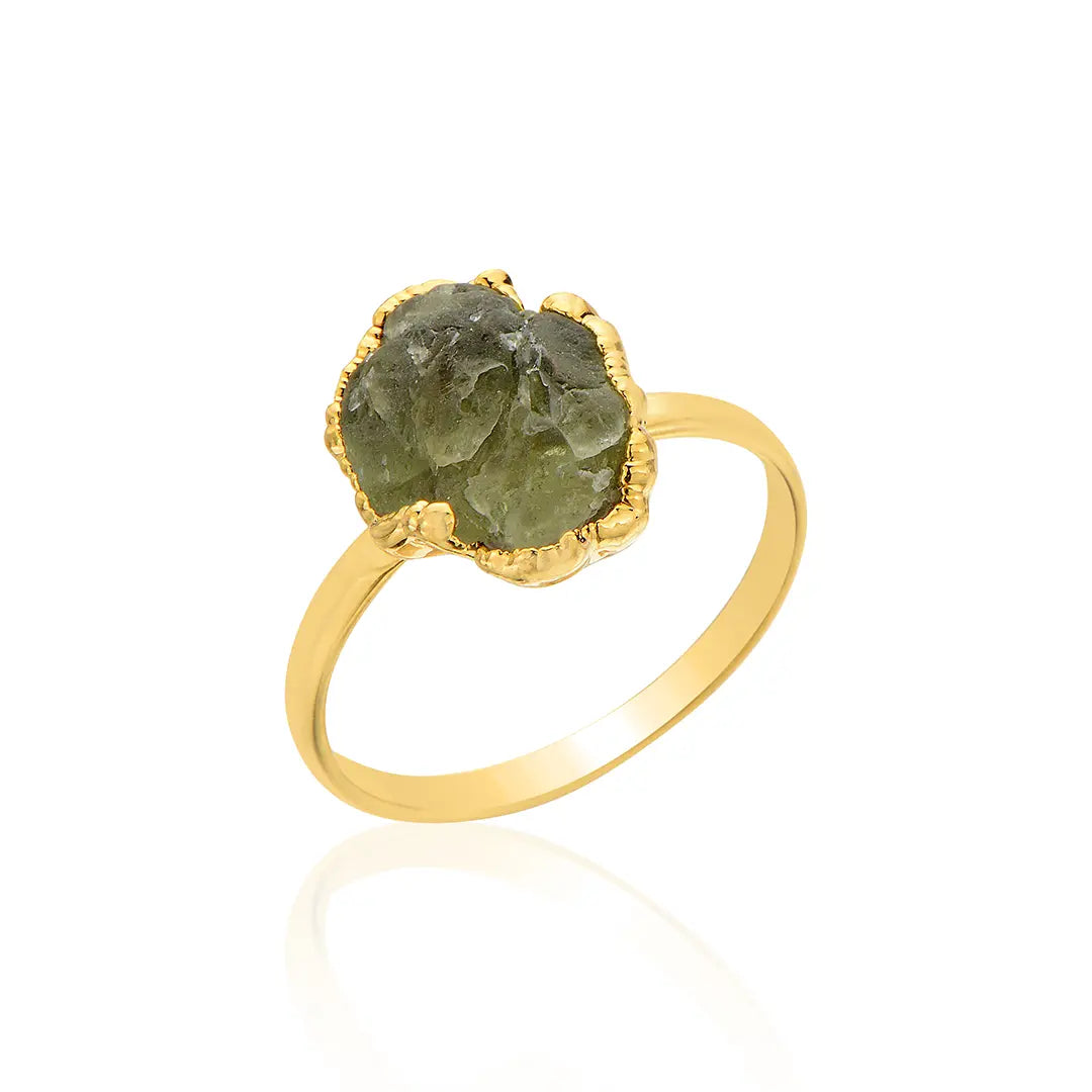 Verdant Essence Raw Peridot Ring