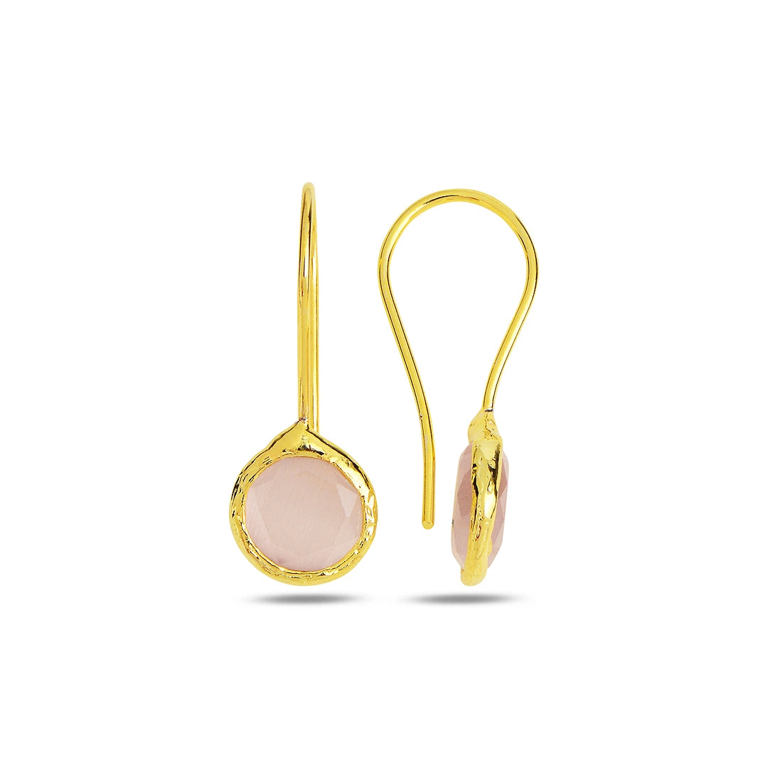 Circle-Shape-Pink-Cats-Eye-Earrings