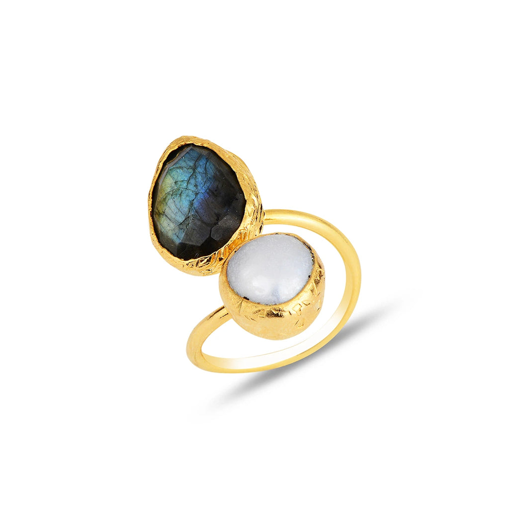 Double-Stone-Pearl-womens-Ring