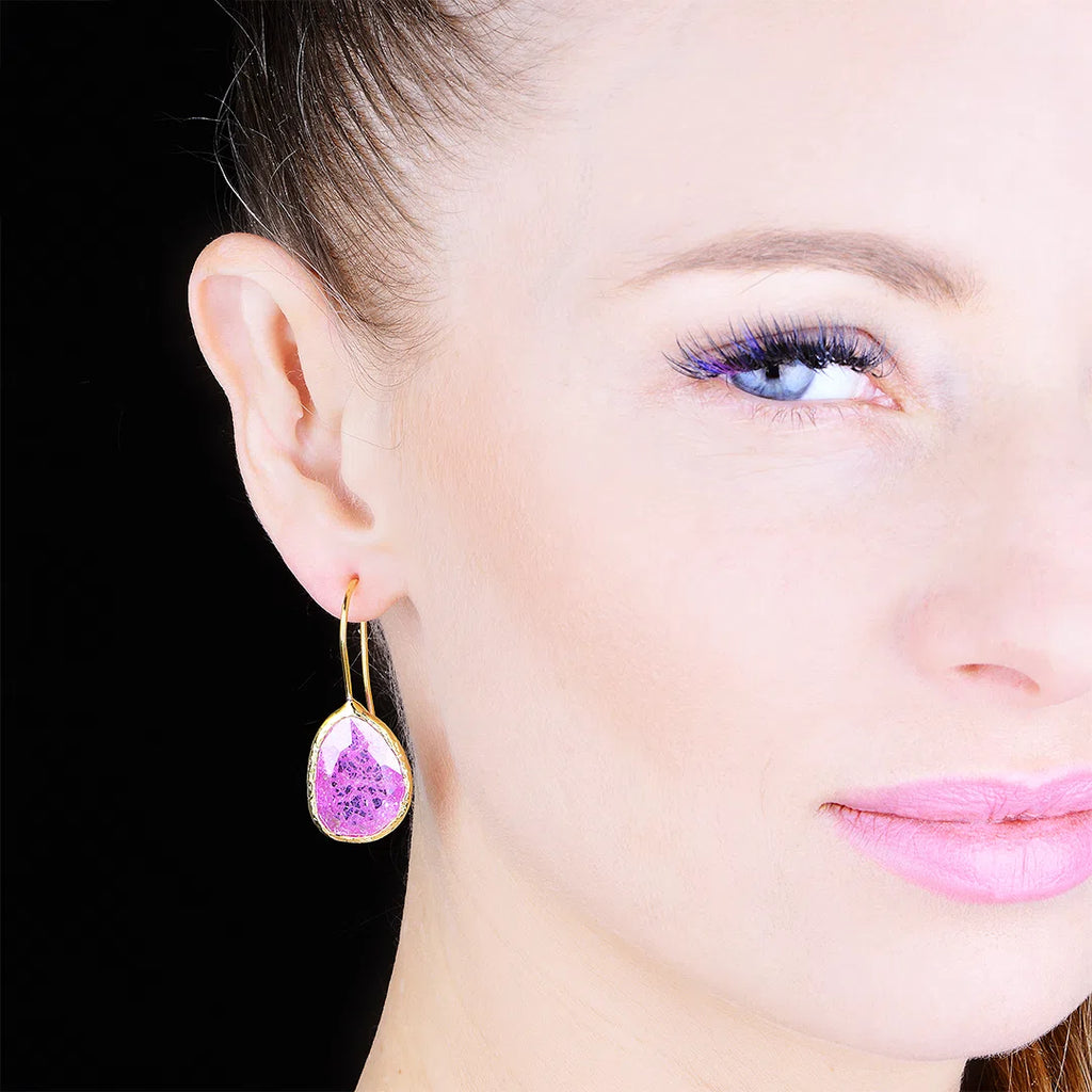 Funky-Shape-Pink-Sparkling-Jade-Earrings-with-model