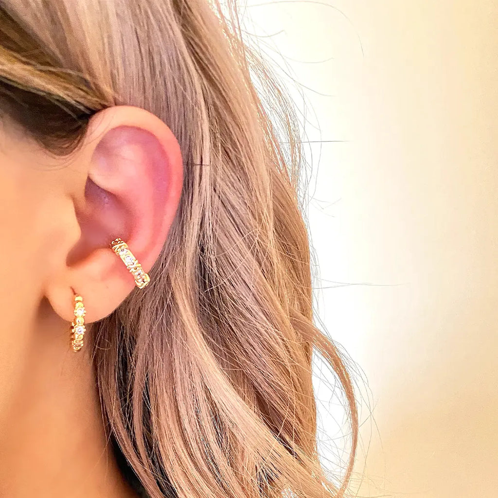 Sylvia-Hoop-Earrings-with-Cubic-Zirconia-Model