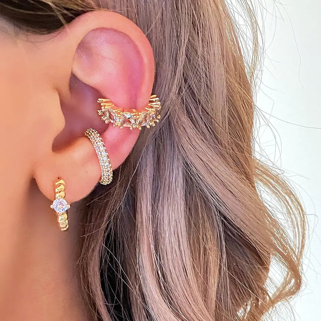 Hoop Earrings with Single Cubic Zirconia