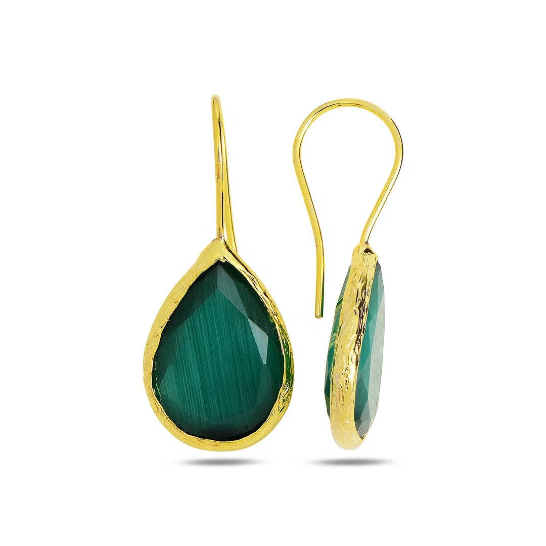 Green Drop Gemstone Gold Earrings | SHEIN EUR