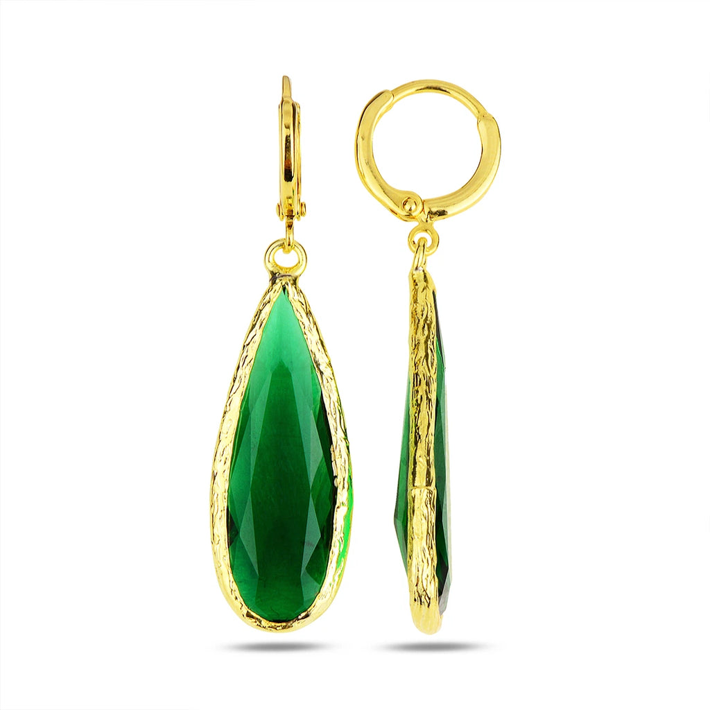 Tear-Drop-Shape-Emerald-Earrings